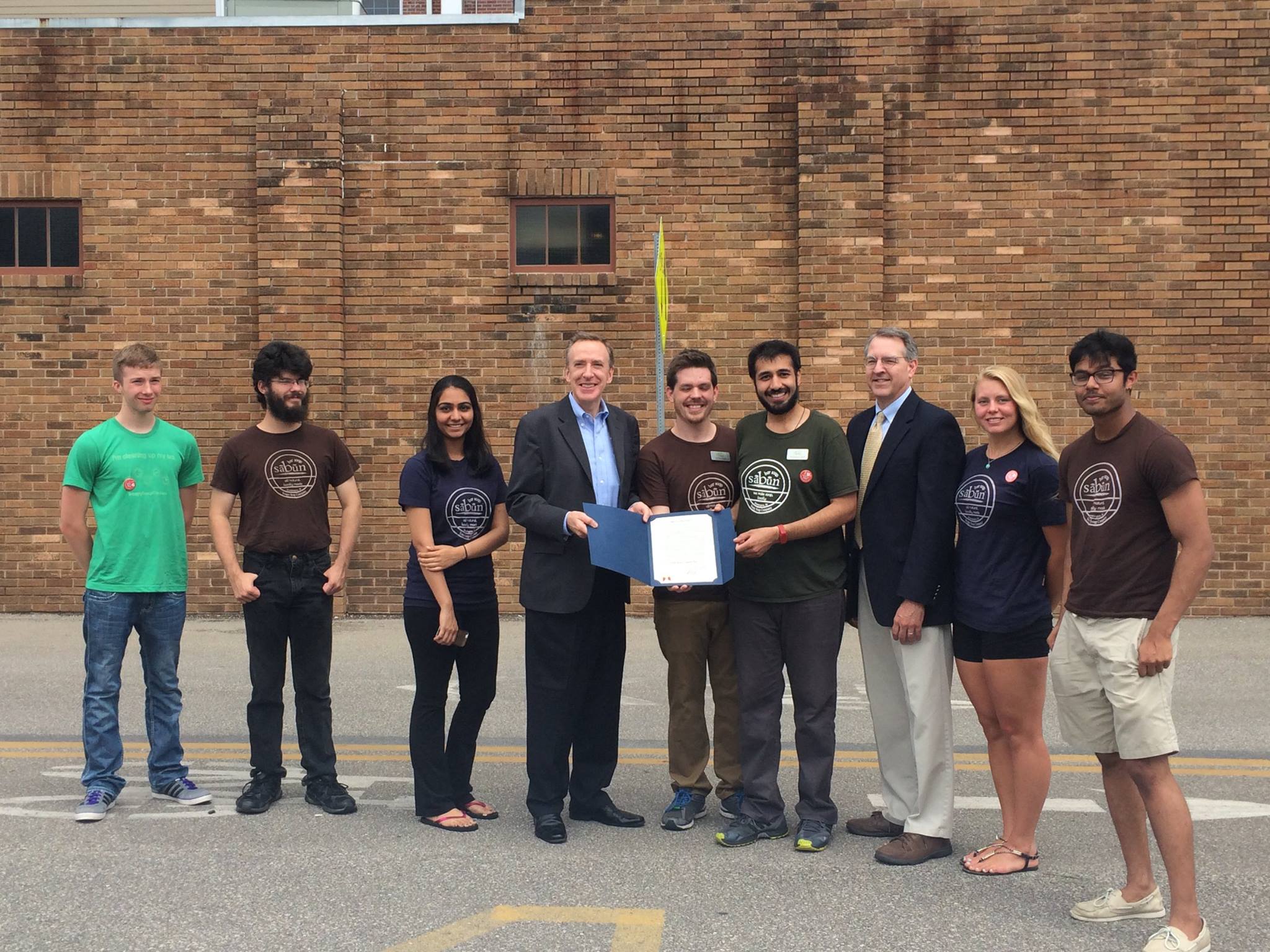 The Soapy Soap Team Receiving Proclamation from Bloomington's Mayor