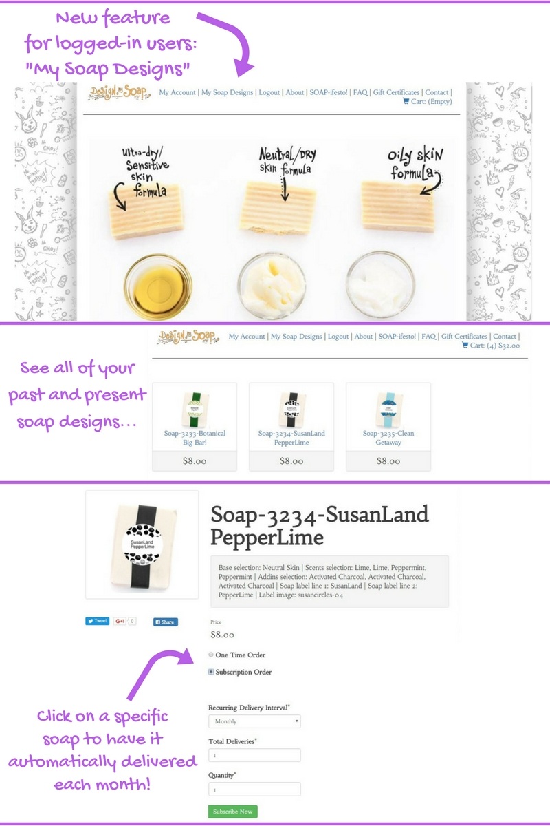 DesignMySoap subscription feature